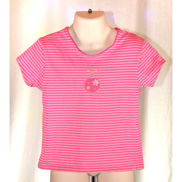 Vintage Girls Club by HealthtexPink Pink Striped T-shirt size XS (7) - Picture 1 of 8